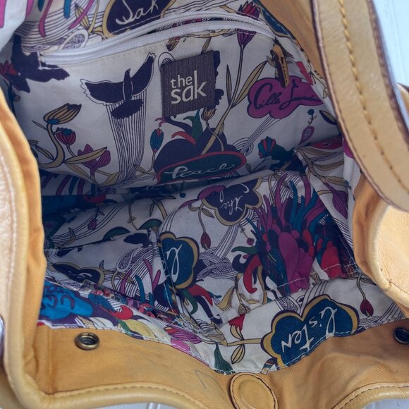 The Sak Leather Shoulder Bag Yellow Adjustable Strap - Picture 4 of 5